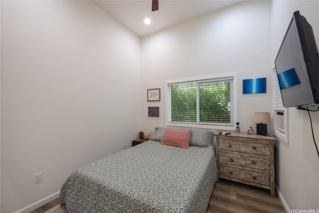 45-842 Anoi Rd Unit E, Kaneohe, HI 96744 - bedroom featuring dark wood finished floors, baseboards, a towering ceiling, a ceiling fan, and recessed lighting