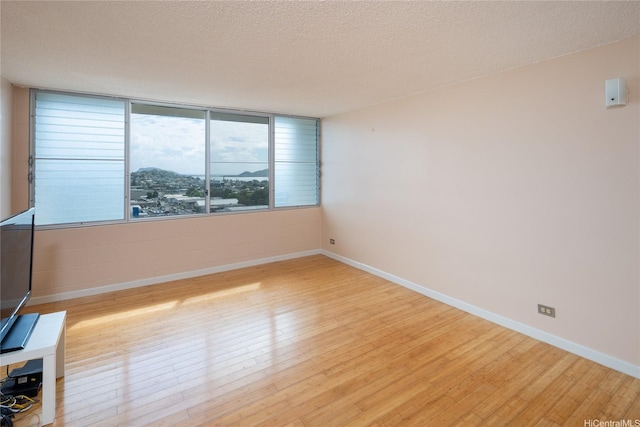 46-255 Kahuhipa St Unit A1204, Kaneohe, HI 96744 - empty room with baseboards, wood finished floors, and a textured ceiling