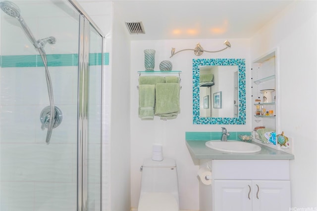 2600 Pualani Way Unit 1201, Honolulu, HI 96815 - bathroom featuring a shower stall, visible vents, toilet, and vanity