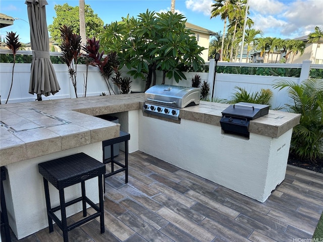 91-1005 Maulihiwa St, Kapolei, HI 96707 - view of patio with grilling area, fence, and area for grilling