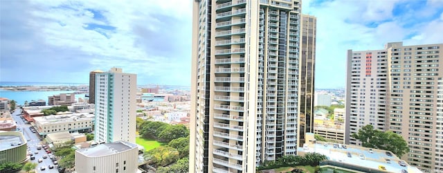 view of city with a water view