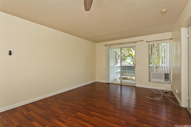 95-802 Wikao St Unit R106, Mililani, HI 96789 - empty room featuring cooling unit, wood finished floors, baseboards, and ceiling fan