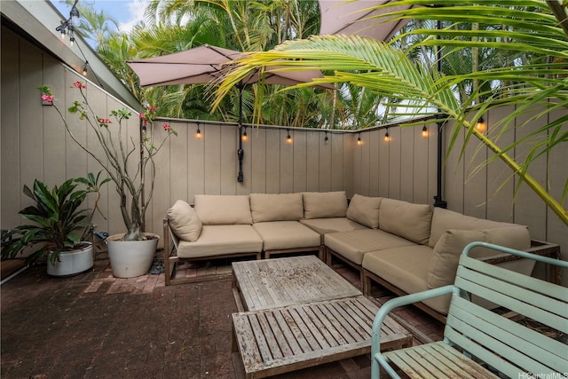 6129 Summer St Unit 6129D, Honolulu, HI 96821 - view of patio / terrace with an outdoor living space and a fenced backyard