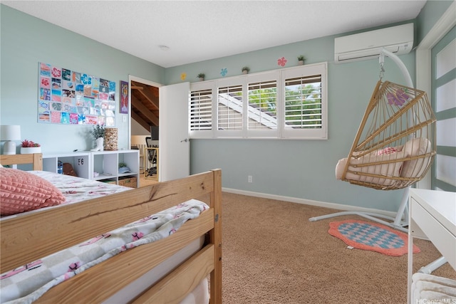6129 Summer St Unit 6129D, Honolulu, HI 96821 - bedroom with a wall mounted air conditioner, carpet flooring, and baseboards