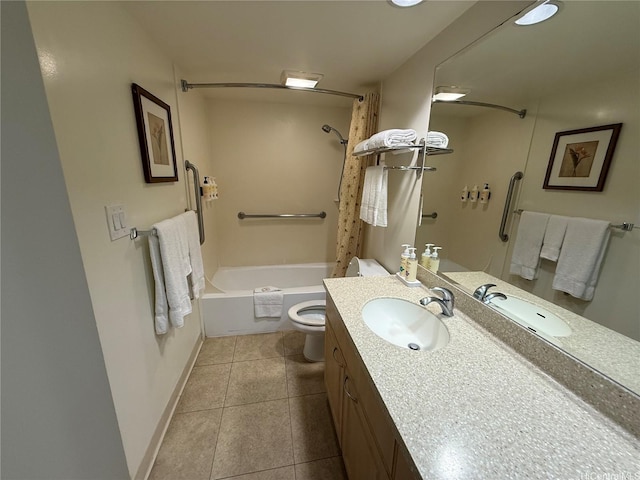 229 Paoakalani Ave Unit 1803, Honolulu, HI 96815 - full bath featuring tile patterned flooring, toilet, vanity, shower / tub combo with curtain, and baseboards