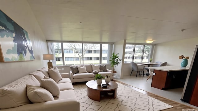 living room with light wood-style flooring