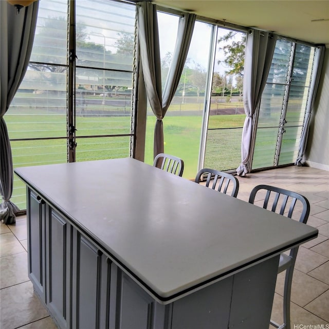 dining room with light tile patterned floors