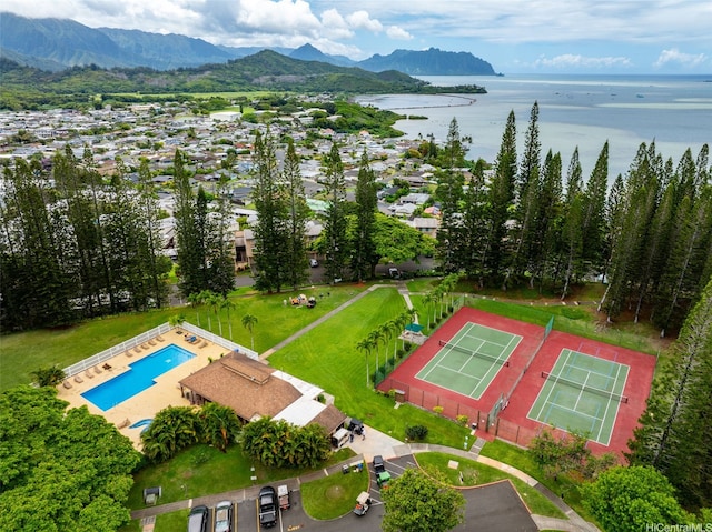 46-058 Aliikane Pl Unit 2123, Kaneohe, HI 96744 - aerial view of a water and mountain view and a pool area