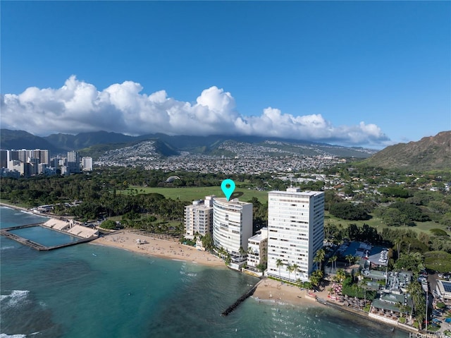 2877 Kalakaua Ave Unit 1105, Honolulu, HI 96815 - birds eye view of property featuring a view of city and a water and mountain view