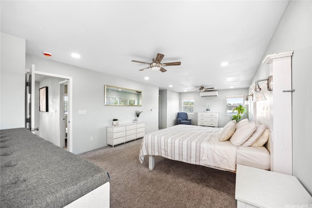 91-444 Pohakupuna Rd, Ewa Beach, HI 96706 - carpeted bedroom featuring ceiling fan, a wall mounted AC, and recessed lighting