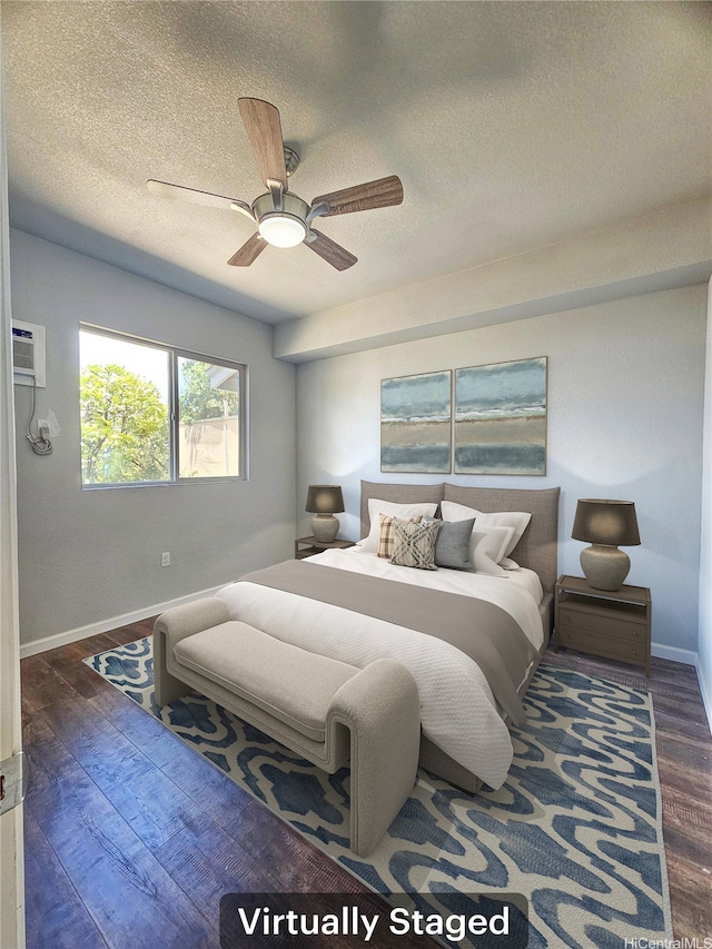 91-444 Pohakupuna Rd, Ewa Beach, HI 96706 - bedroom with a textured ceiling, baseboards, a ceiling fan, and wood finished floors