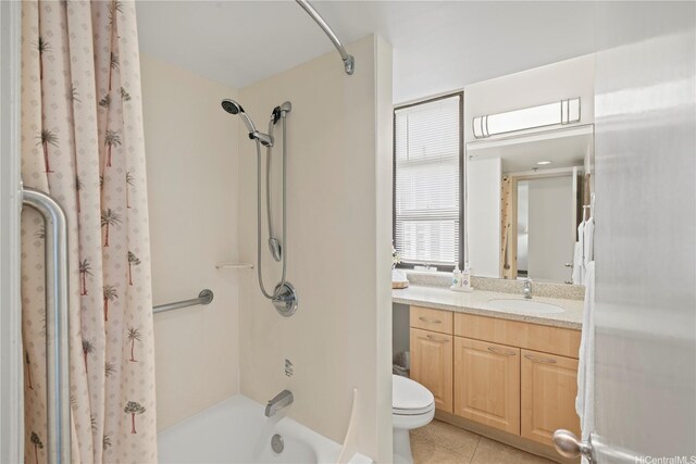 229 Paoakalani Ave Unit 1413, Honolulu, HI 96815 - full bath with tile patterned floors, shower / tub combo with curtain, toilet, and vanity