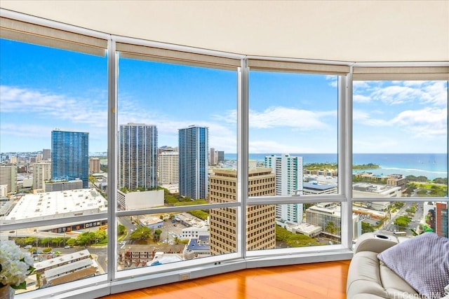 1296 Kapiolani Blvd Unit 3403, Honolulu, HI 96814 - sunroom / solarium featuring a city view, a water view, and healthy amount of natural light