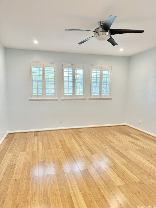 98-1810 Kaahumanu St Unit 3, Pearl City, HI 96782 - spare room featuring recessed lighting, a ceiling fan, light wood-style flooring, and baseboards