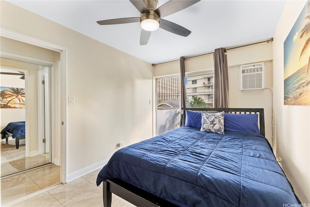 236 Liliuokalani Ave Unit 201, Honolulu, HI 96815 - bedroom with ceiling fan and a wall unit AC