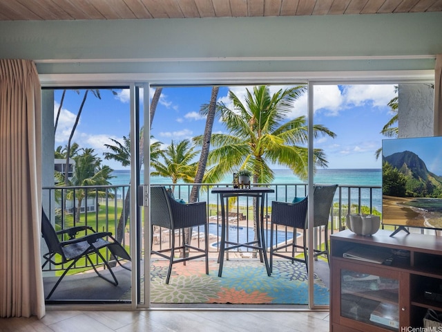 87-561 Farrington Hwy Unit 315, Waianae, HI 96792 - doorway to outside featuring wooden ceiling