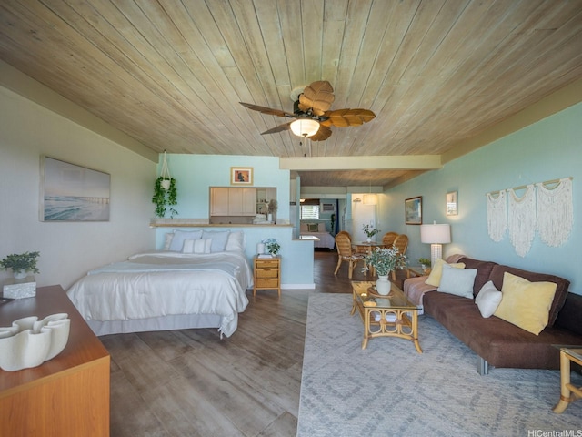 87-561 Farrington Hwy Unit 315, Waianae, HI 96792 - bedroom featuring wood finished floors, ceiling fan, and wood ceiling