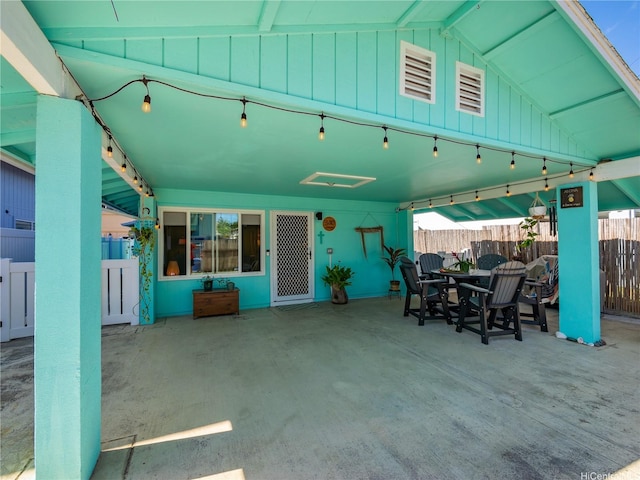 view of patio / terrace with outdoor dining area and a fenced backyard