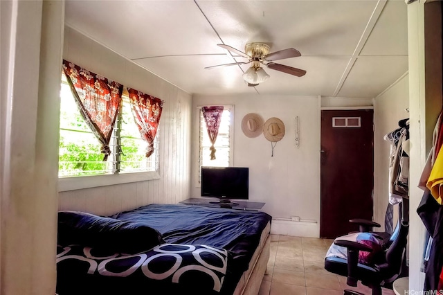 94-941 Awanei St, Waipahu, HI 96797 - bedroom featuring visible vents, light tile patterned floors, and a ceiling fan