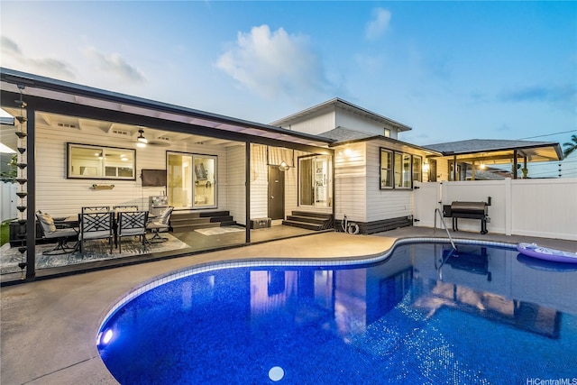 552 Kalolina St, Kailua, HI 96734 - back of property featuring entry steps, fence, and a patio