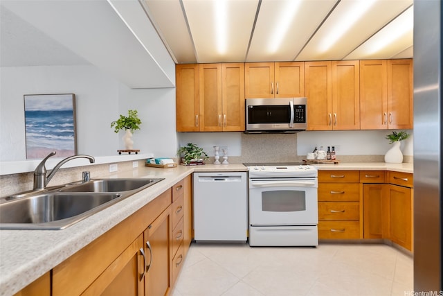 500 Lunalilo Home Rd Unit 25B, Honolulu, HI 96825 - kitchen with a sink, light countertops, white appliances, and light tile patterned flooring