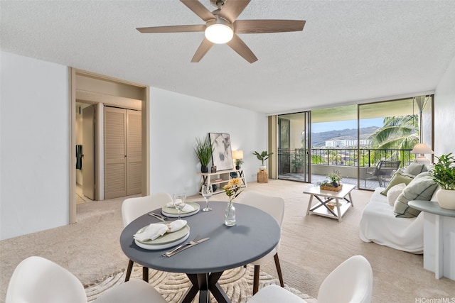 500 Lunalilo Home Rd Unit 25B, Honolulu, HI 96825 - living room featuring carpet floors, a ceiling fan, a textured ceiling, and a wall of windows