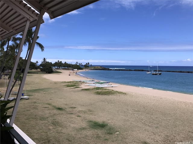 view of water feature featuring a view of the beach