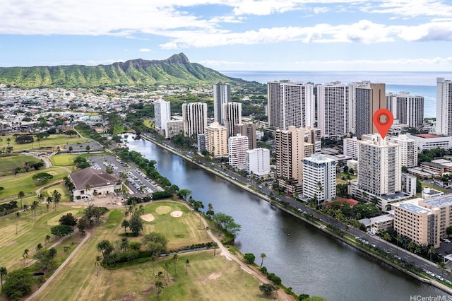 2452 Tusitala St Unit 908, Honolulu, HI 96815 - birds eye view of property with a water and mountain view