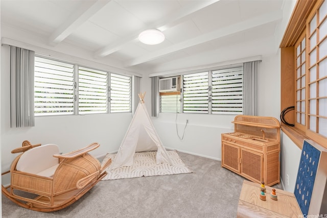 99-588 Auhau Pl, Aiea, HI 96701 - game room featuring beamed ceiling, carpet, and a wall mounted AC