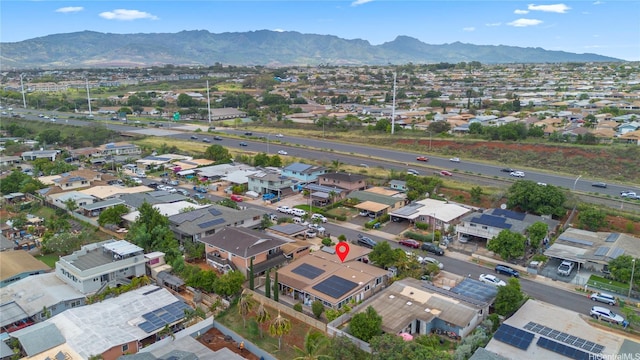 drone / aerial view with a mountain view and a residential view