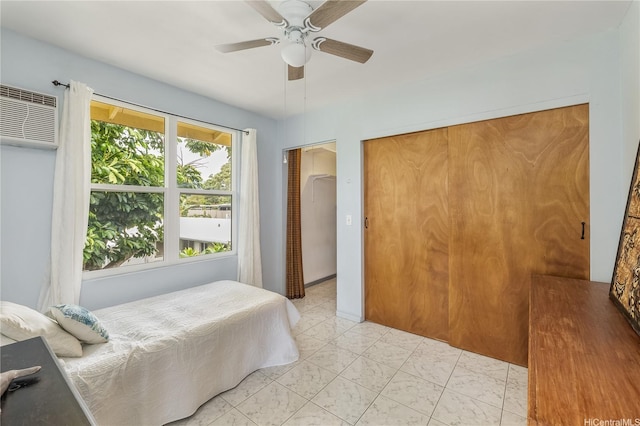 363 Ilimalia Loop, Kailua, HI 96734 - bedroom with a wall unit AC and a ceiling fan