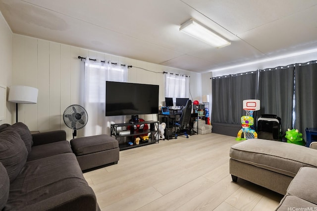 living area featuring light wood-style floors