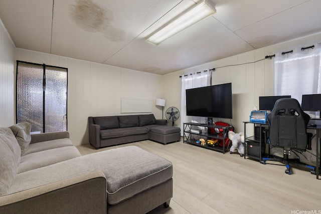 living area with light wood-style floors