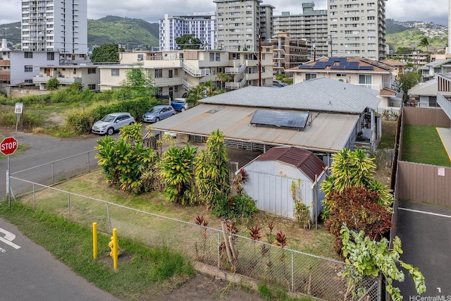 drone / aerial view with a mountain view