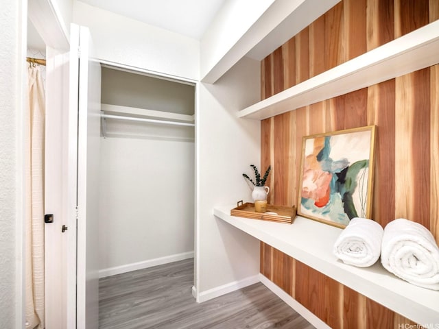 spacious closet with wood finished floors