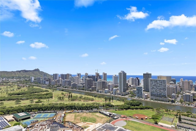 property's view of city with a water view