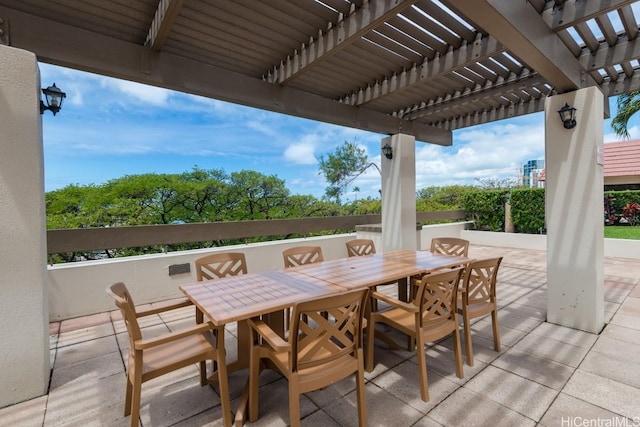 1600 Ala Moana Blvd Unit 1406, Honolulu, HI 96815 - view of patio / terrace featuring a pergola and outdoor dining space