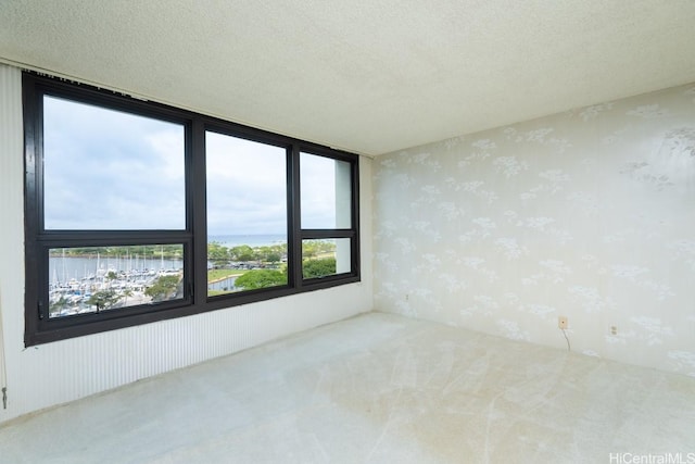 1600 Ala Moana Blvd Unit 1406, Honolulu, HI 96815 - empty room featuring carpet flooring, a textured ceiling, and wallpapered walls