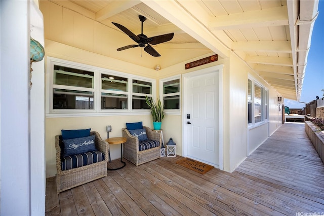 deck featuring a ceiling fan
