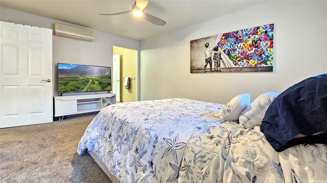 92-1145 Panana St Unit 1608, Kapolei, HI 96707 - carpeted bedroom with a wall mounted AC and a ceiling fan