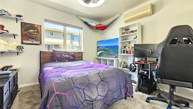 92-1145 Panana St Unit 1608, Kapolei, HI 96707 - carpeted bedroom featuring baseboards and a wall mounted air conditioner
