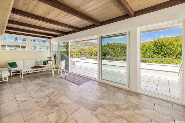 44-1303 Kou Pl Unit 1103, Kaneohe, HI 96744 - sunroom featuring beamed ceiling