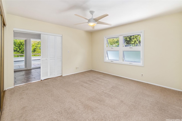 44-1303 Kou Pl Unit 1103, Kaneohe, HI 96744 - empty room featuring carpet floors, a ceiling fan, baseboards, and a healthy amount of sunlight