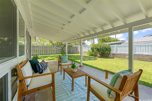 15 Aimikana St, Kailua, HI 96734 - sunroom / solarium featuring healthy amount of natural light, beamed ceiling, and an outdoor living space