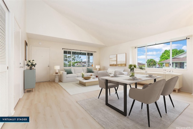 95-1090 Puneki St, Mililani, HI 96789 - dining space with high vaulted ceiling and light wood-style flooring