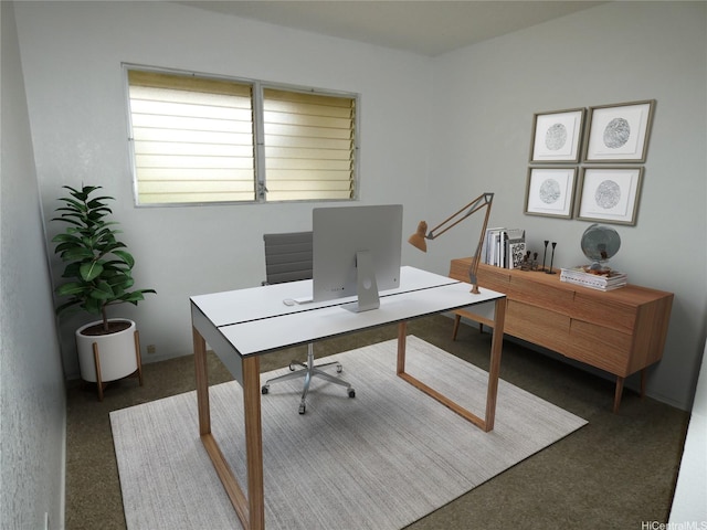 view of carpeted home office
