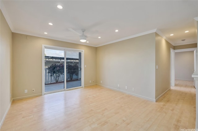 92-918 Hame Pl Unit 21/103, Kapolei, HI 96707 - spare room with recessed lighting, ceiling fan, crown molding, light wood-style floors, and baseboards