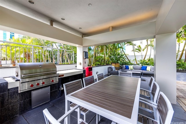 1189 Waimanu St Unit 2308, Honolulu, HI 96814 - view of patio / terrace with outdoor dining space, area for grilling, and outdoor lounge area