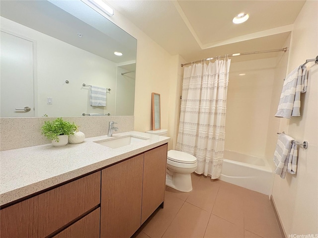1631 Kapiolani Blvd Unit 3706, Honolulu, HI 96814 - bathroom featuring vanity, tile patterned floors, shower / bath combo, and recessed lighting