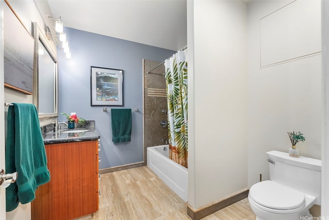 45-020 Namoku St, Kaneohe, HI 96744 - full bath with wood finished floors, toilet, shower / bath combination with curtain, and vanity